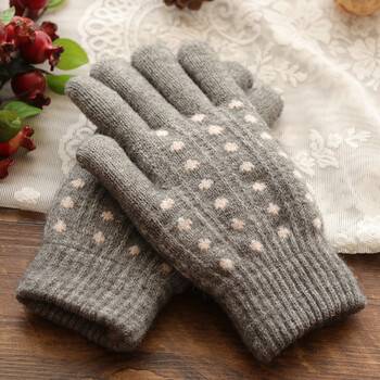 浪莎男女学生学院青年骑车加绒毛线分指五指手套东北手袜冬季女式可爱