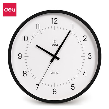 得力(deli) 现代简约时尚挂钟办公客厅家用创意大气北欧电子钟表 黑色