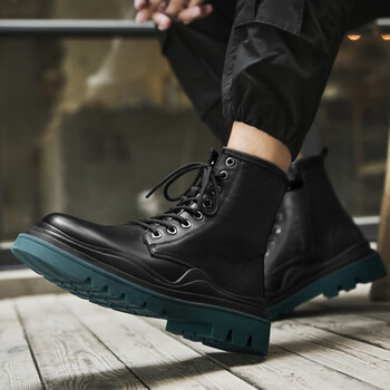 feilangde马丁靴男冬季男鞋男士鞋子男高帮靴子男真皮男靴休闲鞋男内