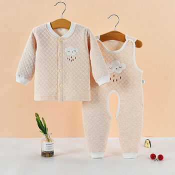 定制03宝宝婴儿保暖衣背带棉裤套装夹棉宝宝内衣新生儿童衣服裤加厚乳