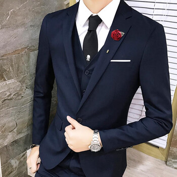 靓玉匠男士西服别针一字插针胸针新郎时尚男朵扣玫瑰花结婚胸花西装