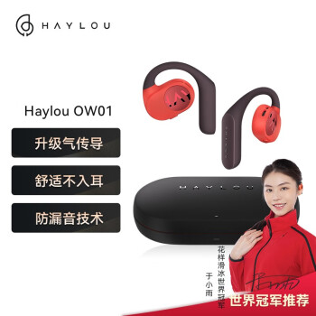 嘿喽（Haylou） OW01骨传导升级气传导蓝牙耳机 不入耳开放式跑步运动通话降噪耳机 OW01升级气传导耳机-烈焰棕