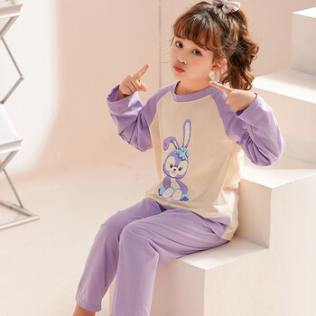 可爱公主中大童小女孩睡衣春秋天薄款圆领家居服套装新款星黛露012童