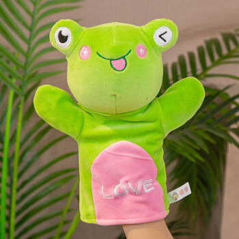 卡通动物手偶毛绒娃娃早教子互动玩偶幼儿园儿童表演布偶男 青蛙 30