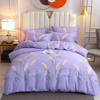 澳颜莱罗霓欧全棉四件套简约60支纯棉磨毛加厚被套床单单双人床上用品