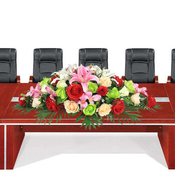 会议桌花台花仿真花前台摆花长形签约台桌面装饰花会议室假花摆件 长