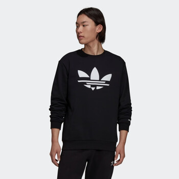 阿迪达斯adidas居家运动卫衣男装三叶草h37731黑色白m