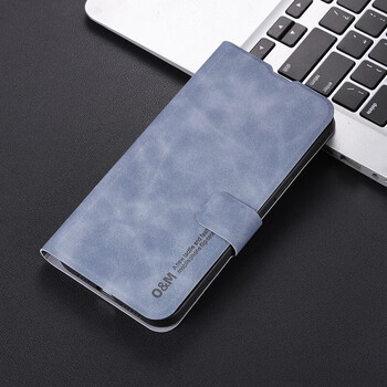 手机壳新款简约iphone13保护套xr翻盖式小羊皮套12mini 蓝灰色( 钢化