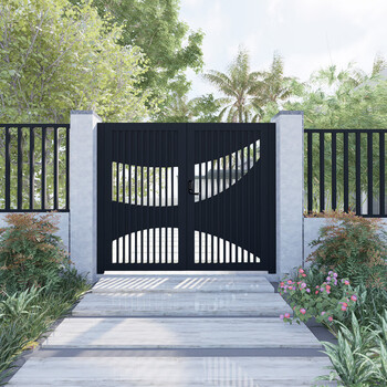 金鼎加庭院别墅平移门自动铁艺乡村双开大门乡村铝合金院子花园入户门
