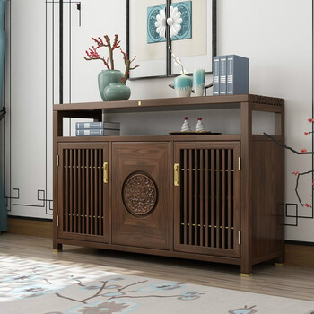 荟木居新中式实木餐边柜进门入户入门柜子玄关柜客厅餐厅储物柜边柜