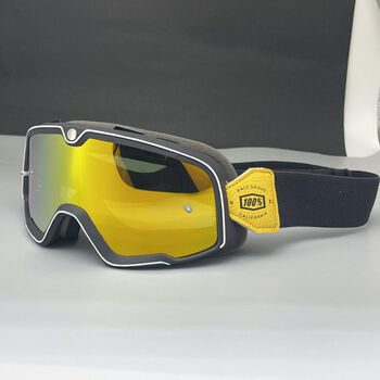 哈雷摩托车百分百复古风镜34头盔骑士护目镜黑框白边红片单付眼镜