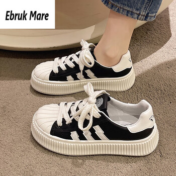 ebrukmare森马同品贝壳头鞋子女小白鞋2024春季新款学生百搭厚底饼干