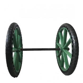 26朝阳手推架子车充气轮斗车轮子定制 土军绿色 套装加厚发泡轮【图片