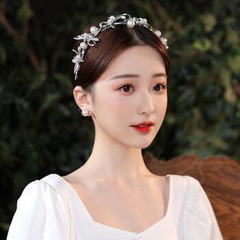 snqp新娘头饰新款韩式金色花朵发箍珍珠皇冠结婚纱礼服发饰写真妍希沐