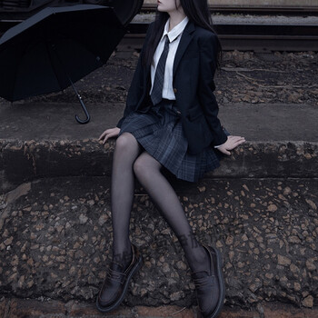 jk制服套装学院风夏季正统黑丝学姐纯欲风格裙版日系半身裙百褶裙女碳