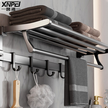 卫生间浴室衣服置物架挂架毛巾杆洗手间厕所冲凉房免钉置物架洗漱架子