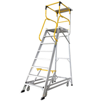 稳耐梯子铝合金人字梯3.1米平台梯仓库超市登高梯八步需组装 FS13596