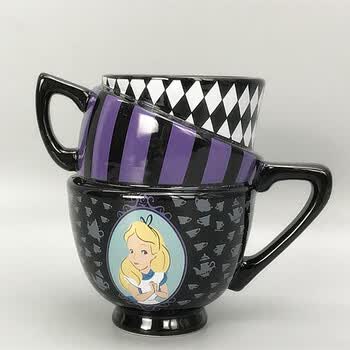 爱丽丝梦游仙境杯 新款爱丽丝梦游仙境水杯叠叠杯卡通个性三层陶瓷