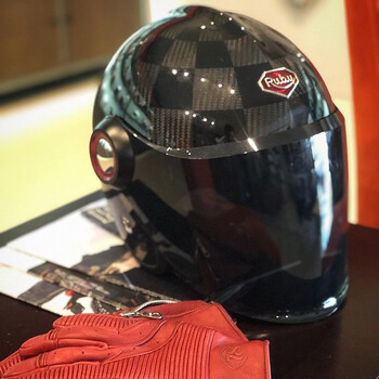 ruby摩托车碳纤维头盔3/4揭面盔哈雷复古机车骑行安全盔夏盔 马尼库尔