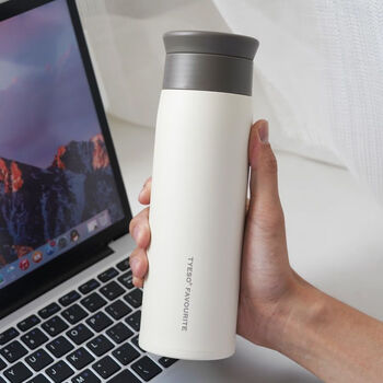 ins磨砂保温杯原宿风不锈钢水杯男女学生潮流大容量杯子大号米白500ml