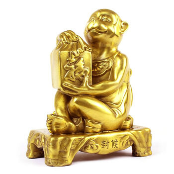 玄友铜猴子摆件金猴工艺家居摆设纯铜金属十二生肖铜猴形饰品福印猴17