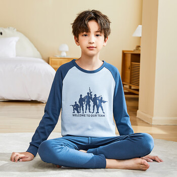 佟趣儿童睡衣猫人男童秋衣秋裤儿童内衣套装棉春秋全棉中大童男孩睡