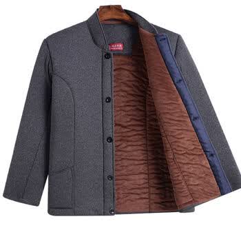 老头冬天棉袄老爷爷老头穿的棉服中老年男士棉服驼绒套装男士保暖加厚