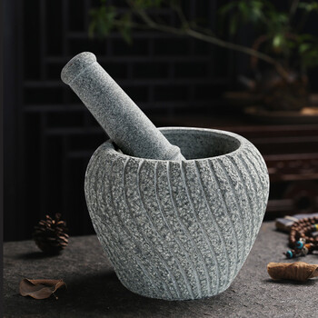 捣蒜臼 手工制作复古青石臼捣蒜器蒜泥器捣药罐石盅擂钵擂臼舂臼石窝