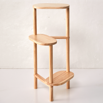 欧绿卡实木多层花架北欧风落地置物室内阳台客厅摆件花架拐角花架原木