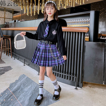 韩云樱儿童jk制服女童秋装套装裙新款潮jk制服小学生春秋西装三件套