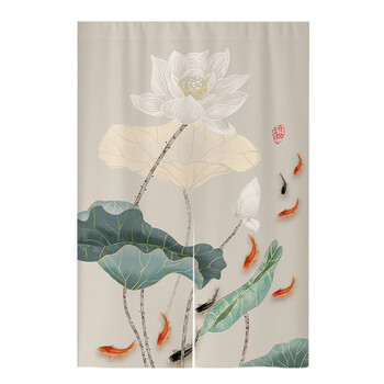 子木雅居中式荷花门帘布帘卧室厕所门对门化解挂帘大门厨房卫生间隔断