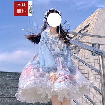 艾诺黛 【梦境游乐园】原创OP洛丽塔裙子lolita日常洋装正新品连衣裙公主裙甜美 【梦境游乐园】浅蓝色小裙子本体+发带 M