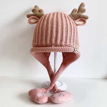 宝宝帽子儿童秋冬季可爱洋气婴儿护耳帽小孩毛线针织帽加绒保暖帽