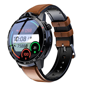 成人可插卡上网下载录音录像黑科技安卓智能学生手表464gb咖啡色皮带