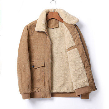 乔丹丹棉服男加绒加厚羊羔绒冬季外套新款棉衣防风阿阿迪达斯卡其色l