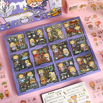 96张木子李手账贴纸ins可爱韩版手帐套装全套少女心加笔刀垫板小泡芙