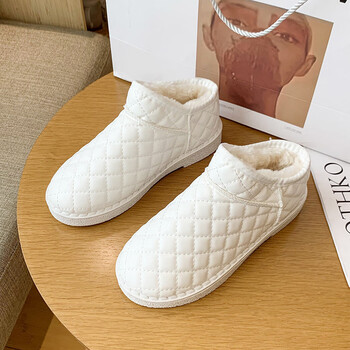 岚杳冬季百搭时尚款女棉鞋加厚保暖雪地靴女皮面防水防滑短筒厚底加绒