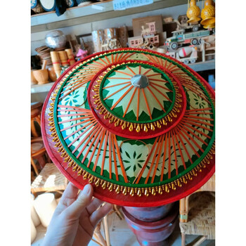 impresswit云南傣族竹斗笠帽跳舞蹈表演出帽子头部装饰竹编遮太阳避雨