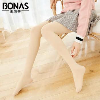 宝娜斯丝袜女天鹅绒光腿神器防勾丝黑色春秋冬压力薄款裸感打底裤袜 自然肤2条 均码80-130斤