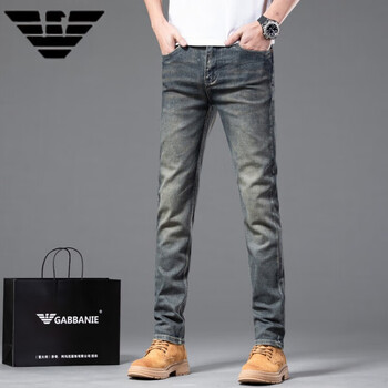 乔奇阿玛尼高端一线剪标男裤怀旧复古牛仔裤男裤子修身图片色34