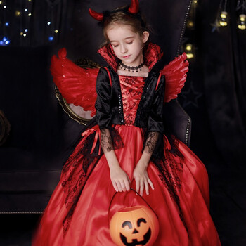 万圣节儿童服装女童小恶魔吸血鬼衣服cos女巫裙装扮幼儿园演出服 裙子