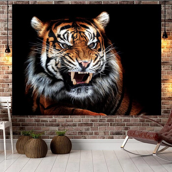 黑白狮子王简约背景布ins风男生房间装饰挂布挂毯网红直播墙如虎添翼