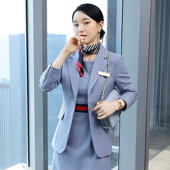 空姐制服职业装连衣裙女春秋气质西装套装工装前台ol美容师工作服9i16