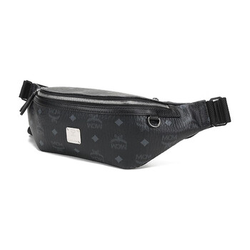 mcm 腰包男女中性黑色logo帆布fursten visetos胸包斜挎包腰包中号送