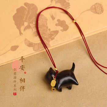 乔僮皖挂件小饰品汽车木质小挂件汽车挂件木雕刻猫咪汽车挂件手把件创