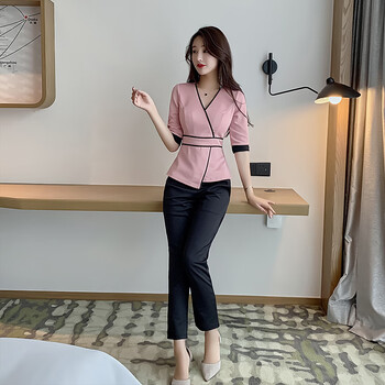 足疗工作服女技师足浴店工作服女技师按摩美容推拿套装上班衣服酒店