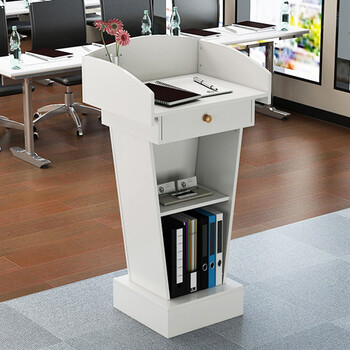 讲台讲桌学校讲台桌教师教室演讲台会议培训讲课桌老师简约现代白色单