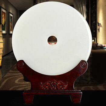 天然阿富汗玉平安扣摆件居摆件客厅摆设玉璧和氏璧玉石摆件 青玉35cm