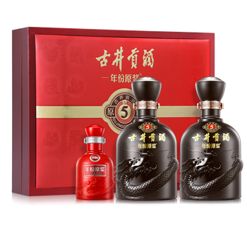 古井贡酒 年份原浆古5 浓香型白酒 50度500ml*2瓶 礼盒装（加赠100ml古20）