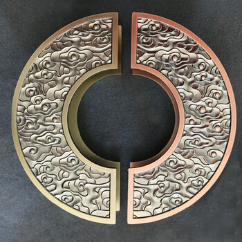定制新中式圆形门把手雕刻定制半圆木门大门拉手仿古铜祥云玻璃门拉手